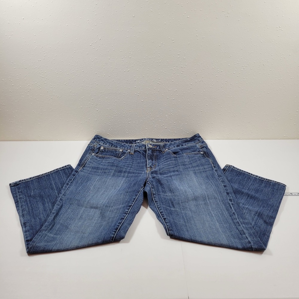 American Eagle Boy Fit Jeans Womens 12 Blue Excellent Straight Leg Denim